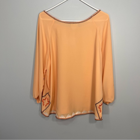 Ariat Shirt Womens Large Orange Embroidered Thick Stitch Western Aztec Tunic - Picture 2 of 11